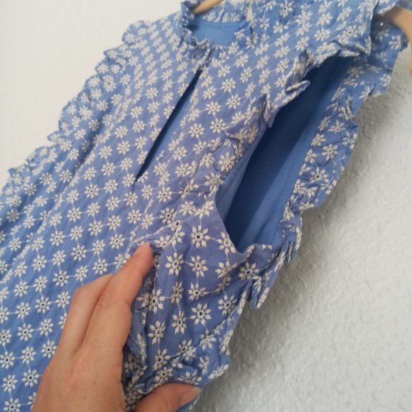 Blue Embroidered Flower Casual Dress London Times Size 8 - Picture 4 of 10